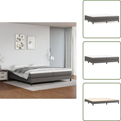 Boxspringbett mit Matratze Grau 200x200 cm Kunstleder - Boxspringbett - Doppelbett - Bettsofa - Luxusbett - Kunstlederbett (1/5)