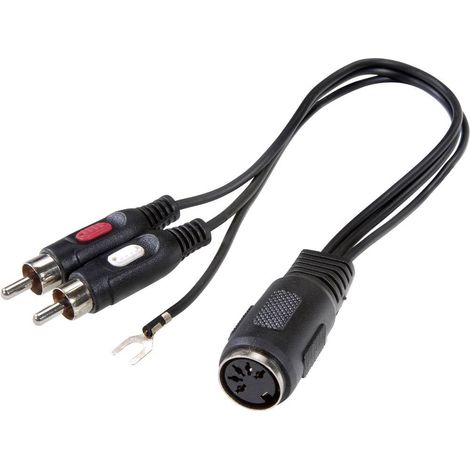 SpeaKa Professional SP-7869832 RCA / Attacco DIN Audio Adattatore a Y [1x Presa DIN 5 poli - 2x Spina RCA] Nero