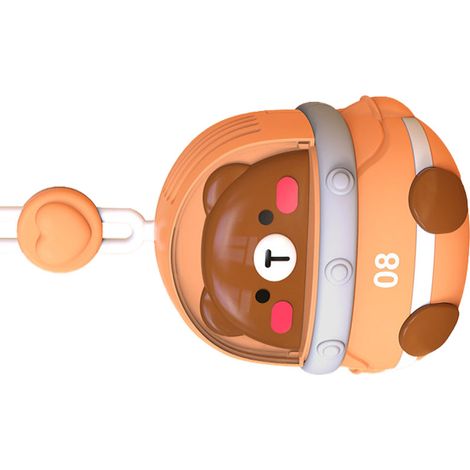 Nackenventilator, USB-aufladbar, tragbar, niedliches Cartoon-Tiermotiv, 3 Geschwindigkeitsstufen, elektrischer kleiner Ventilator, braun (1/5)