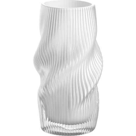 Vase à Fleurs, Artificiel, pour décoration de Table, Attire Tous Les Regards grâce à Son Design incurvé, en Verre, Accessoire de Table élégant, Hauteur : 19,4 cm, Blanc (1/5)