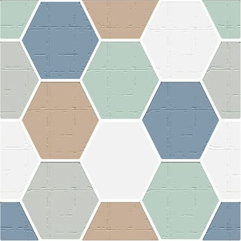 6 pièces carreaux hexagonaux bleus et verts (20 x 20 cm) - Autocollants pour cuisine, salon, salle de bain et décoration intérieure PVC (1/5)