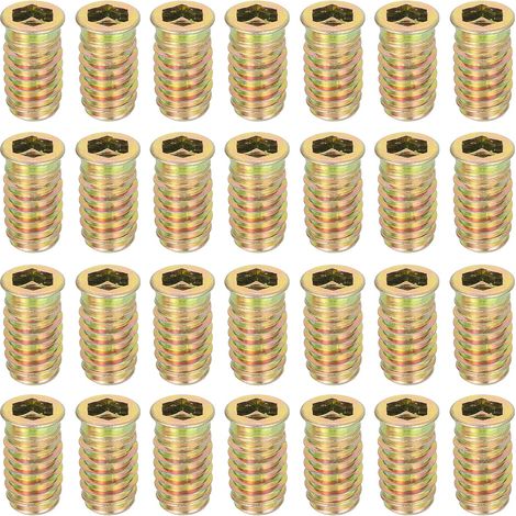 28Pcs Insert Filetés Écrous M10x30mm Insert Hexagonal Pour Bois (1/5)