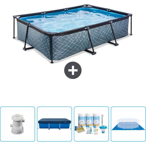 Exit Pool Rechteckig - Steinoptik - 300x200x65 cm - 5-teilig SCB1 (1/4)
