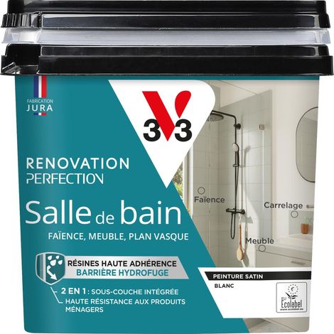 Peinture salle de bain Rénovation perfection® V33 Blanc satin 0,75L