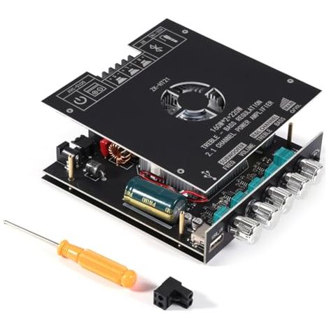 Module amplificateur de puissance numérique Bluetooth -HT21 TDA7498E 2.1 canaux, 160 W x 2 + 220 W, caisson de basses hautes et basses. (1/5)