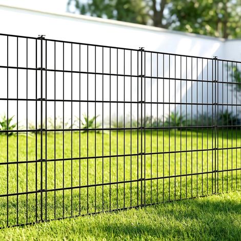 Clôture Décorative de Jardin 5 Panneaux Longueur Totale 3,5m (81 cm H x 71 cm L) - Barrière Pour Animaux de Compagnie en de Métal Pour Lapins et Patio (1/5)
