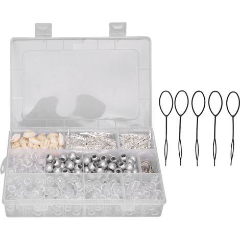 Anneau en nacre argentée transparente à gros trou, élastique pour extensions de cheveux, kit d'accessoires pour perruques et dreadlocks DIY (1/5)