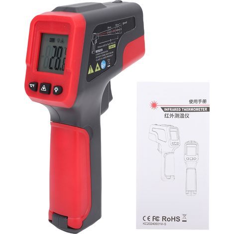 Infrared thermometer, non-contact digital heat gun for food cooking, BBQ, pizza oven, grill, frying pan, basic accessories - 50 to 380 °C (single aiming point) (1/5)