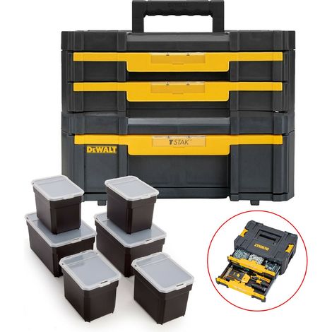 Dewalt TStak Twin Pack IV + III Tool Storage Box + 2 Shallow Drawers + Deep Draw (1/4)