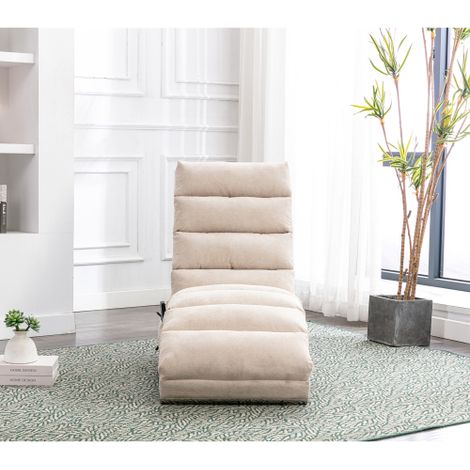 Fauteuil de détente moderne et fixe, offrant un soutien intégral du corps, de légères vibrations et des poches de rangement latérales — idéal pour le bureau, le salon ou la chambre (Lin beige).