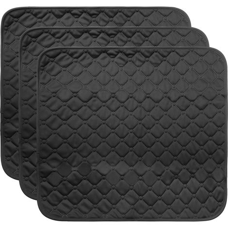 Tapis d'allaitement réutilisable lavable, 54 x 56 cm, 3 coussinets d'allaitement anti-fuite, imperméable pour incontinence, avec antidérapant, pour fauteuil roulant, siège de voiture, canapé, noir (1/5)