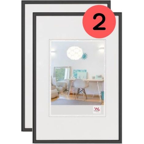 walther design cornice nera 29,7 x 42 cm (DIN A3) Confezione doppia, nuova cornice in plastica Lifestyle KV342BD (1/4)
