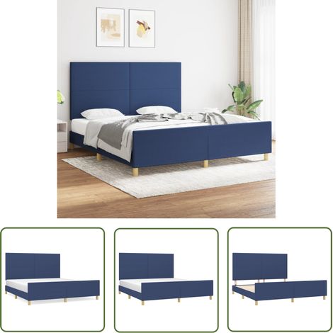 The Living Store Bettgestell ohne Matratze Blau 180x200 cm Stoff - Bettsofa - Holzbettfundament - Lattenrost - Boxspringbett - Doppelbett (1/5)