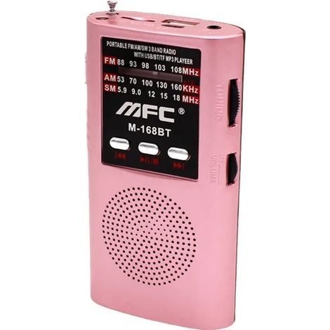 Mini radio de poche FM/AM/SW, radio portable à bande complète, enceinte Bluetooth sans fil, avec lampe torche LED, compatible avec les cartes TF et la lecture USB. (1/5)