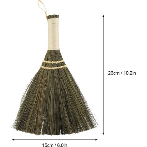 Balai ménager manuel tressé en paille, petit modèle, fait main, pour le nettoyage des sols et le dépoussiérage. (1/5)