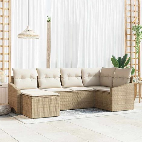Garten Essgruppe mit Kissen mit Speicher 6 pcs Beige und Creme