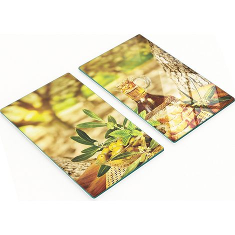 Tablas de vidrio duraderas y elegantes con dise帽o de pan de aceite de oliva, 2x30x52 cm.