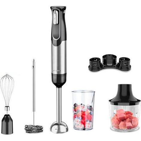 Batidora de mano inalámbrica 100W + accesorios 5 en 1 - Negro - WADFOW