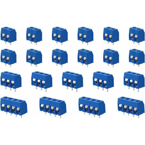 100 Pièces PCB Vis Connecteur, 5mm Pas 2 Broches / 3 Broches / 4 Broches PCB Bornier à Vis, Bleu (1/5)