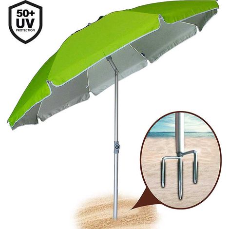 Ombrellone Mare Spiaggia Giardino 210cm in Alluminio con Punta Tridente (1/5)