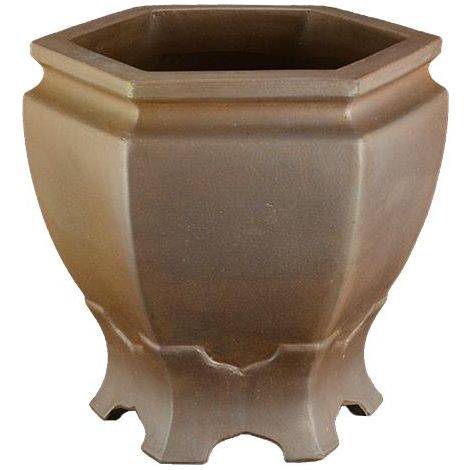 Vaso per bonsai esagonale (stile a cascata) in gres 14,5x14,5x17,5 cm - 2878