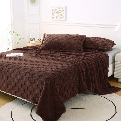 Plaid en polaire à carreaux pour canapé, 70 x 100 cm, marron. Convient aux femmes, aux hommes et aux enfants. Idéal pour décorer la chambre ou offrir. (1/5)