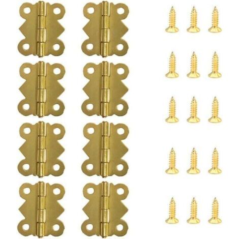 Charnière pour meuble,50 Pièces Charnières Mini Papillon Charnières Laiton Rétro avec 200 pièces Vis de remplacement (20x 17mm)