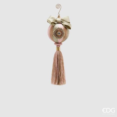 EDG Enzo De Gasperi Palla Natale Silk Spicchi Spill. H 23 Cm D 8 Cm Green Pink