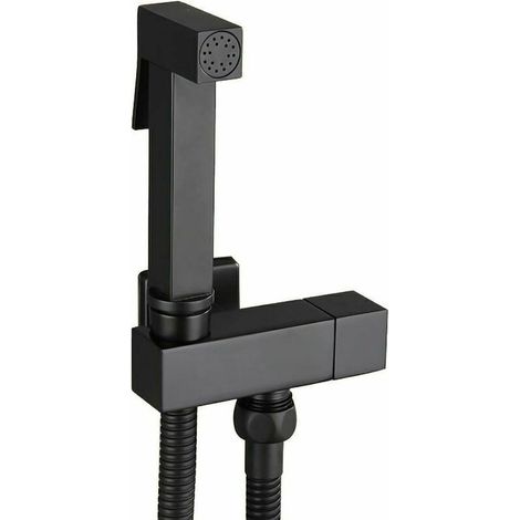 Black Brass Toilet Shower Kit - Handheld Bidet Sprayer with Wall Mount - Personal Hygiene - Model G1/2. (1/3)