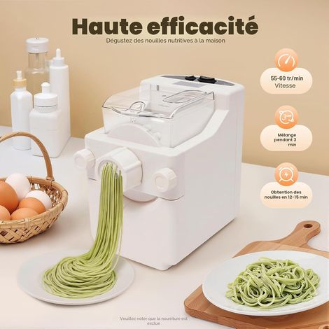 Machine à Pâtes Électrique Automatique, 9 Moules, 180W, 500g de farine, Machine a Pates Fraiche pour Familles avec Moteur Cuivre Silencieux, Mode Inversion, Nouilles Fraîches Maison, Spaghetti (1/5)