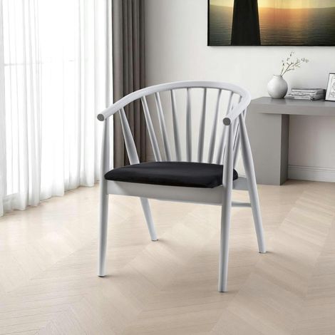 Chaise blanche à barreaux - velours noir TENA (1/5)