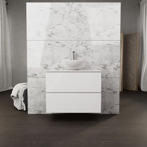Inda - Mobile bagno L.80 con lavabo in appoggio / Bianco lucido 2