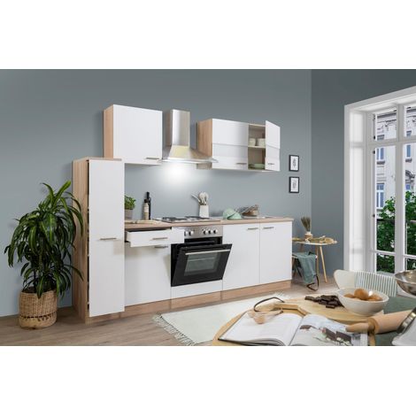 Cuisine Kitchenette bloc cuisine intégrée Chêne Blanc Merle 240 cm Respekta
