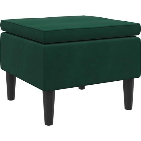 Taburete con patas de madera terciopelo verde oscuro vidaXL
