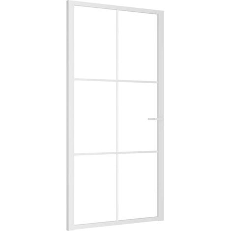 Porta Interna 102,5x201,5 cm Bianca in Vetro ESG e Alluminio vidaXL