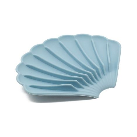 Porte-savon en silicone avec système d'évacuation, bleu, antidérapant, séchage rapide (1/2)