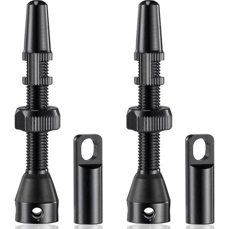 CCYKXA Sets of F/V Vacuum Valves for French Bicycle, 44mm Presta Tubeless Valves, MTB Tubeless Valve (Black) (1/5)