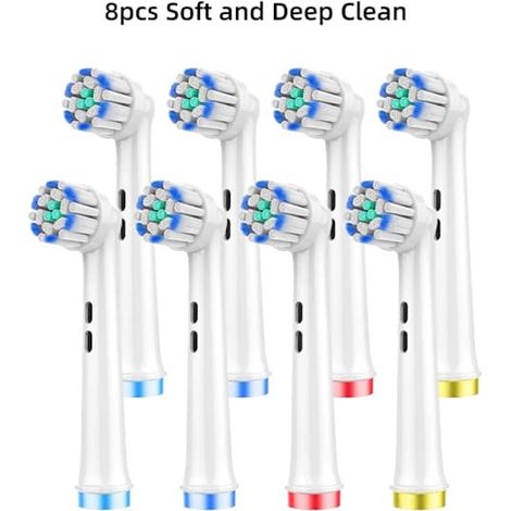4/8/16 têtes de brosse ultra-fines et souples pour brosse à dents électrique Oral-B, pour un nettoyage en profondeur et des dents sensibles, pour le soin des gencives (8 pièces). (1/5)