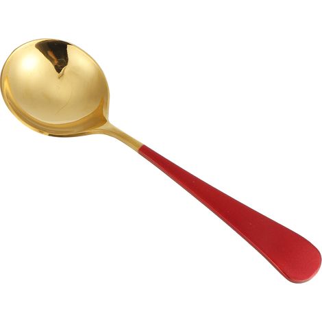 5-teiliges Set Edelstahl-Suppenlöffel, Kinderlöffel, Esslöffel, Besteck, Haushaltsküchenbedarf, Rot (1/5)