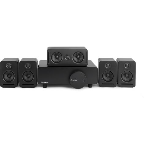 Système home cinéma sans fil 5.1 Monaco Surround Sound Dolby Atmos, technologie WISA audio zéro latence cristalline, design noir minimaliste