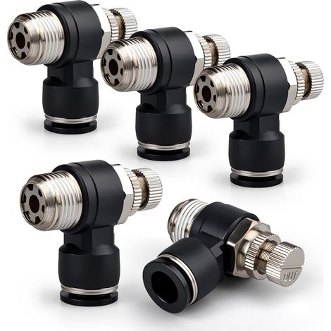 [JAMAIS UTILISÉ]5 Pcs 6mm OD Tube x 1/8" BSP Coude 90 Degrés Raccord Rapide pour Conduite d'Air SL6-01 (1/4)