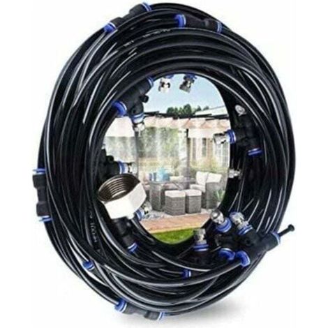 Brumisateur Exterieur,Systme de Brumisation,10M Brumisateur Terrasse avec 9 Buse Brumisateur +1 Buses de Rechange+1Adaptateur (en Laiton, 3/4\"),Brumisateur pour Patio Jardin Serre Trampoline (1/4)