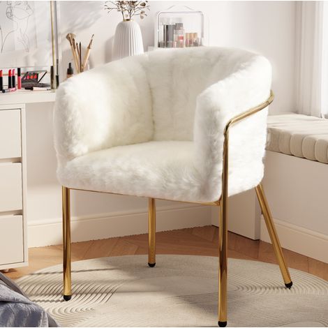 Poltrona relax 57 x 57 x 77 cm bianca con braccioli in metallo HAVRYA (1/5)