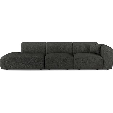 Canapé droit 5 places en tissu bouclette anthracite foncé MYRA (1/5)