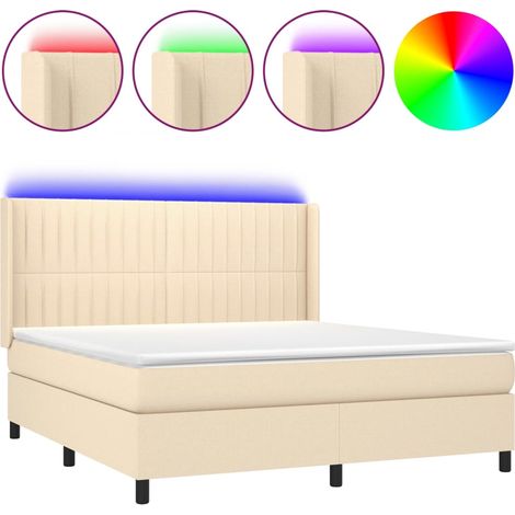 Maison Exclusive - Boxspringbett mit Matratze & LED Creme 160x200