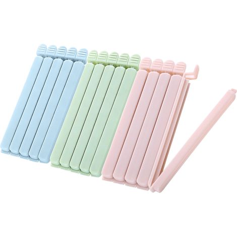 Lot de 15 clips de fermeture pour sac - 15 cm - Grands clips colorés - Pour la cuisine, les aliments, les sandwichs, le café (1/5)