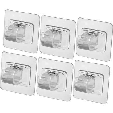 Support Adhésif pour Tringle à Rideaux Acier 6 Pièces ABS, Salle de Bain (1/5)