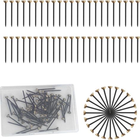 50 Pièces Clous Suspension Laiton, Photo Clous, Clous Cadre Avec Boîte Rangement Plastique Pour Montage Mural Photo Cintres Cadre Plâtre Clous Suspension Photos (1/5)