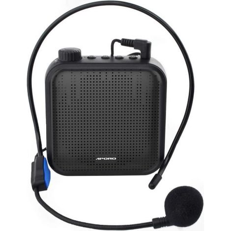 Amplificateur de Voix - Système de Sonorisation Rechargeable 12W - Haut-parleur Puissant - Noir - Pour Adultes