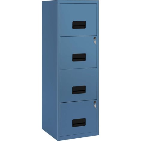 Classeur monobloc 4 tiroirs pour dossiers suspendus - bleu RAL 5023 - Maxiburo (1/2)